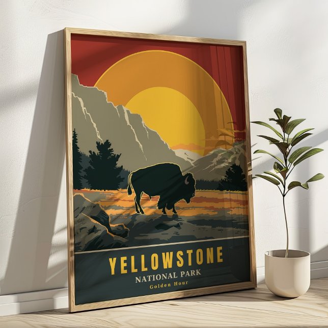 Poster Yellowstone National Park Retro Viagem (Criador carregado)