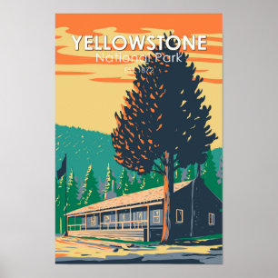 Poster Yellowstone National Park Roosevelt Lodge Cabins