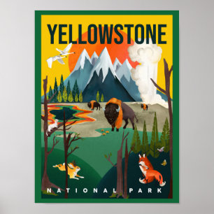 Poster Yellowstone National Park Trip Art