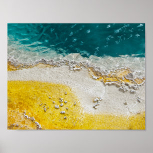Póster Yellowstone Park Abstract in Teal and Yellow