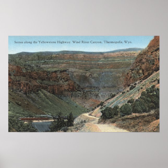 Poster Yellowstone, WY - Autoestrada Yellowstone e Vento (Frente)