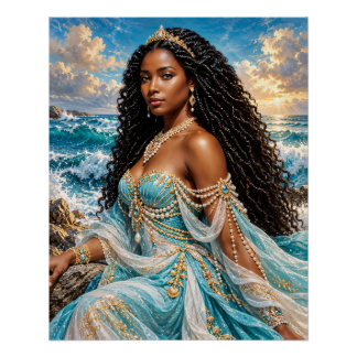 Póster Yemaya Orisha - Arte da Deusa Africana da Água