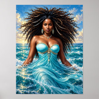 Poster Yemaya Orisha Deusa da Água Oceancore Arte