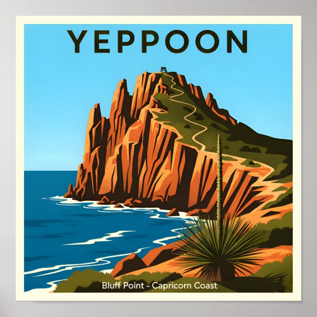 Poster Yeppoon Queensland Austrália Viagens Antigas (Frente)