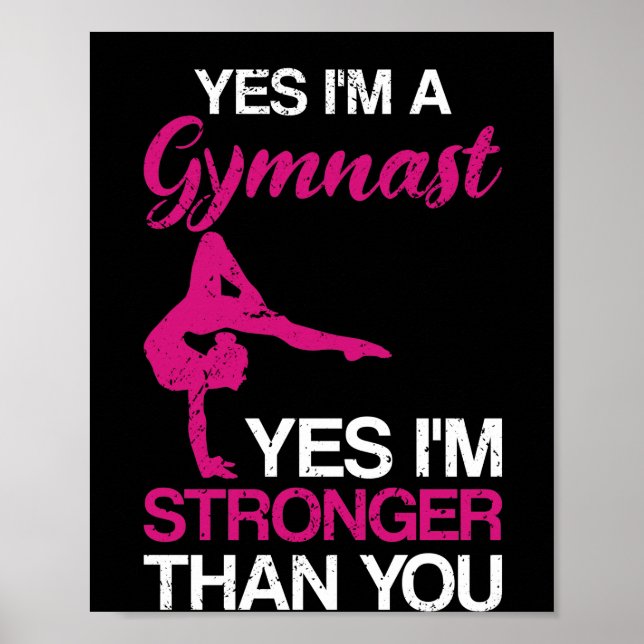 Poster Yes I'm A Gymnast Gymnastics Athlete Handstand (Frente)