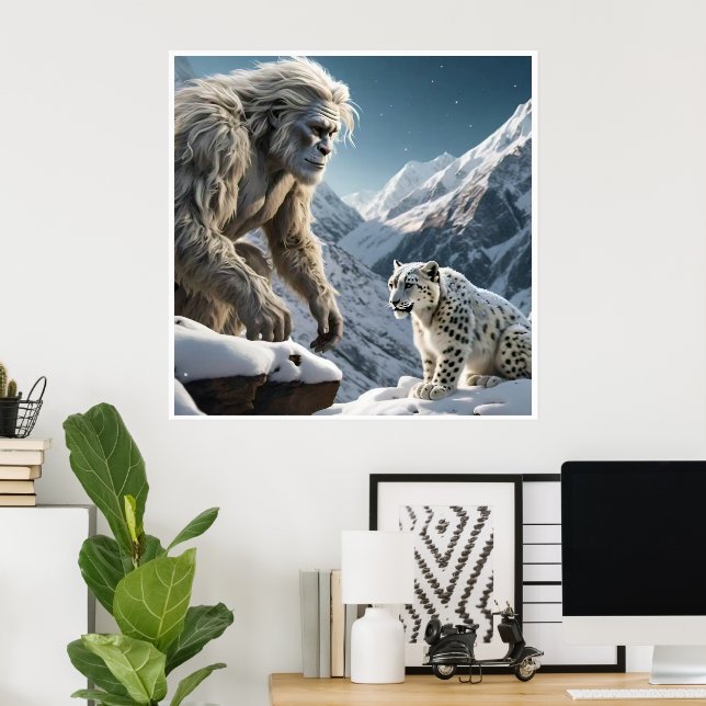 Poster Yeti e o Leopardo da Neve (Escritório em casa)