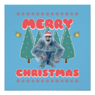 Póster Yeti Engraçado - Feliz Natal