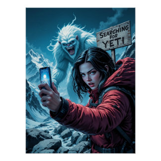 Póster Yeti Pé Grande Sasquatch Selfie