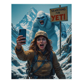 Póster Yeti Pé Grande Sasquatch Selfie Monte Everest