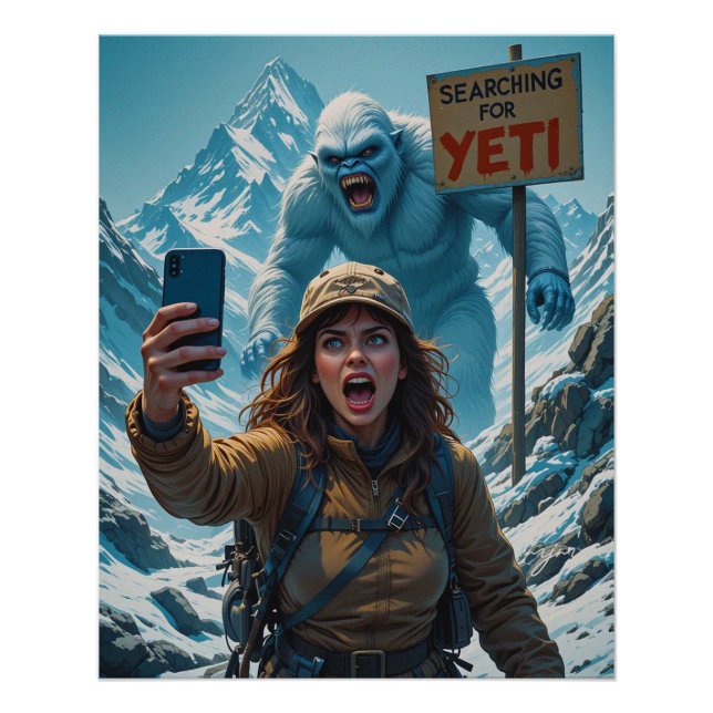 Póster Yeti Pé Grande Sasquatch Selfie Monte Everest (Frente)