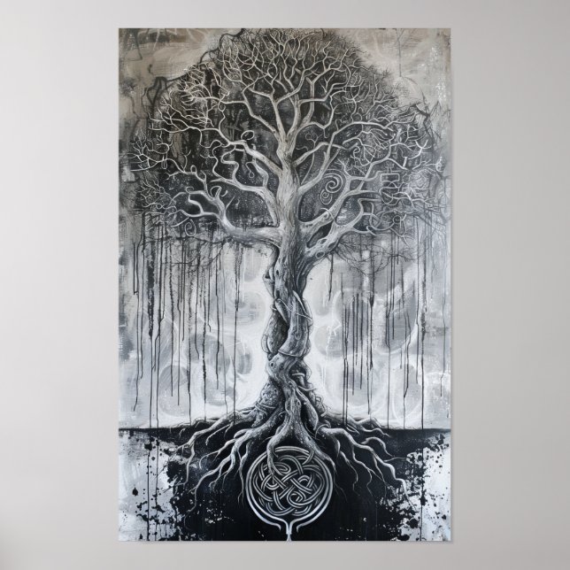 Poster Yggdrasil (Nordeste) Arte Negra Tradicional (Frente)