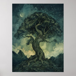 Poster Yggdrasil Norse Samhain Halloween Nórdico