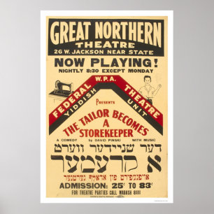 Poster Yiddish Theatre Tailor 1938 WPA