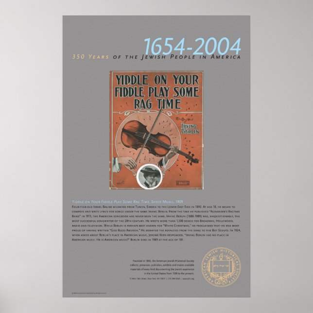 Poster Yiddle On Your Fiddle, Sheet Music, 1909 (Frente)
