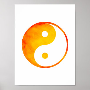 Poster Yin chinês alaranjado e amarelo de Yang da