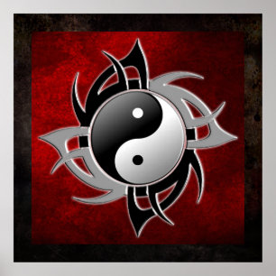 POSTER YIN YANG 3D TRIBAL