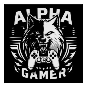 Póster Yin Yang Alpha Gamer Lobo