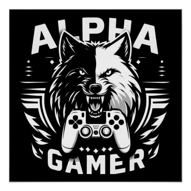 Póster Yin Yang Alpha Gamer Lobo (Frente)