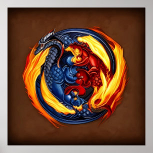 Poster Yin Yang Art Fire E Water
