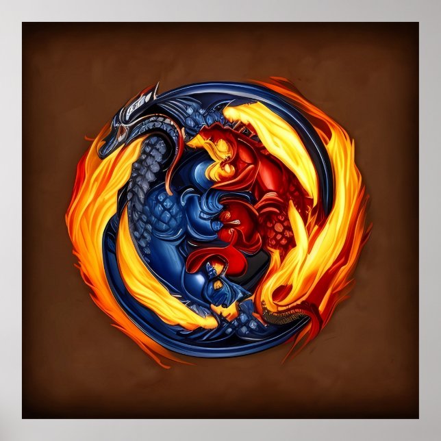 Poster Yin Yang Art Fire E Water (Frente)