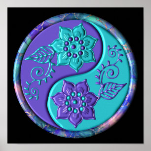 Poster Yin Yang Azul e Roxo