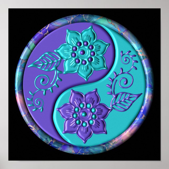 Poster Yin Yang Azul e Roxo (Frente)
