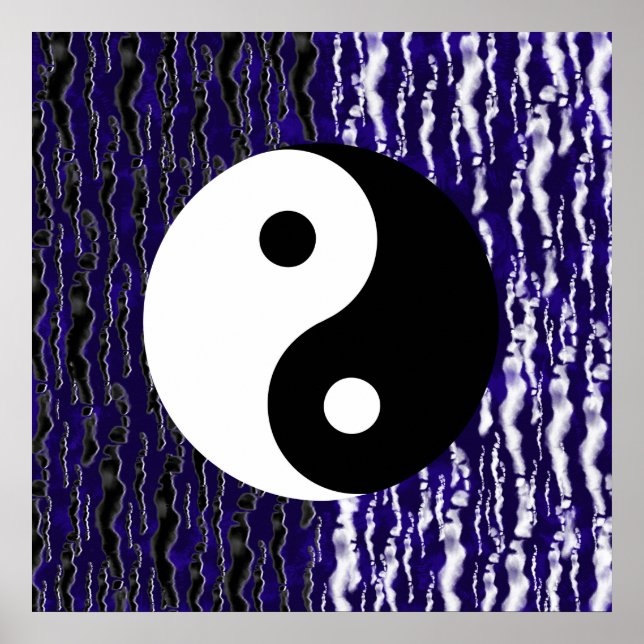 Poster Yin Yang Azul Tranquilidade Energia Zen (Frente)