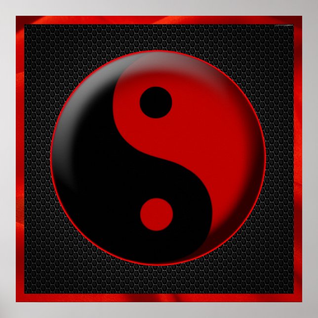 POSTER YIN YANG BLACK RED 3D (Frente)