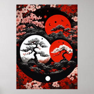 Poster "Yin & Yang Canopy: Logotipo de Tinta da Floresta