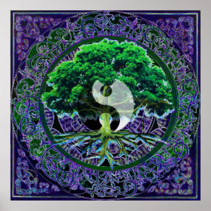 Póster Yin Yang com a árvore de vida