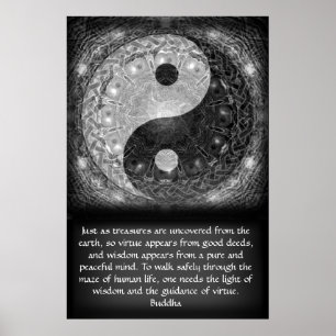 Póster Yin Yang com citação de Buda