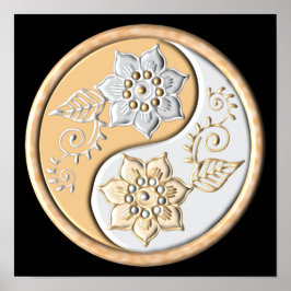 Poster Yin Yang de Ouro e Prata