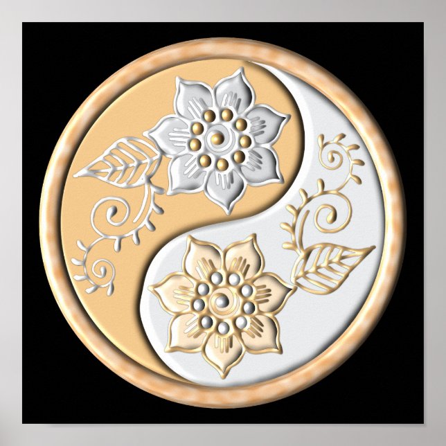 Poster Yin Yang de Ouro e Prata (Frente)