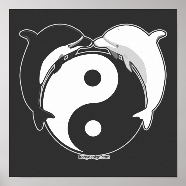 Póster Yin Yang Dolphins Black/White (Frente)