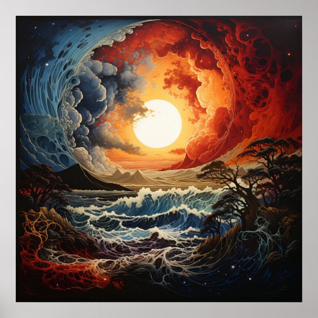 Poster Yin Yang Landscape Waves (Frente)