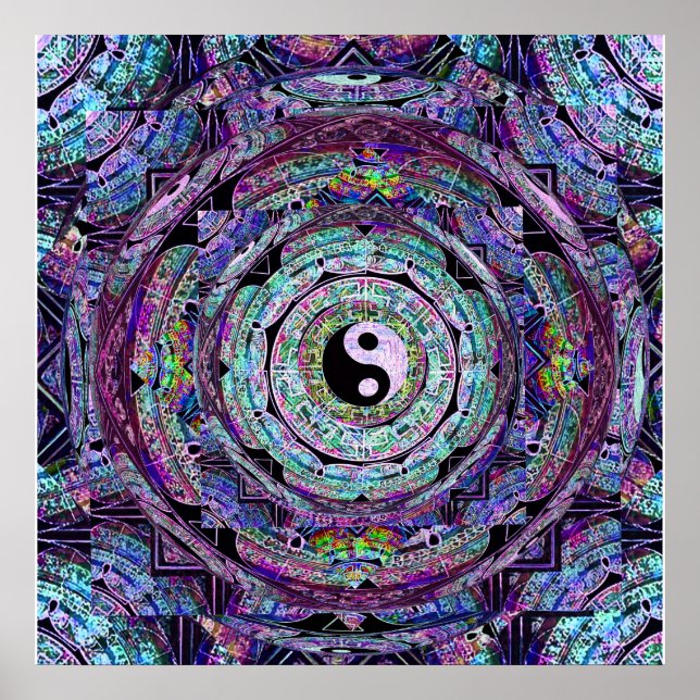 Póster Yin Yang Mandala Purple (Frente)