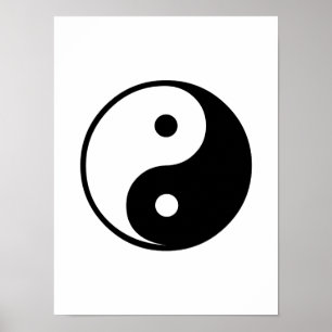 Póster Yin Yang Modelo de Ilustração Preta e Branca