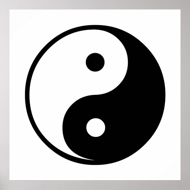 Póster Yin Yang Modelo de Ilustração Preta e Branca (Frente)