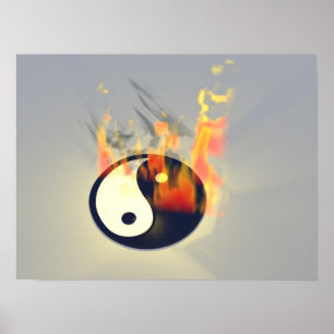 Póster Yin Yang no fogo