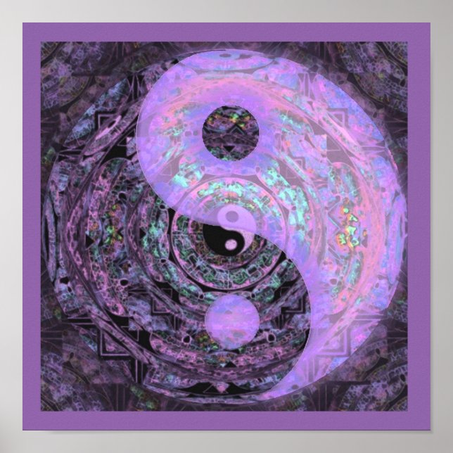 Poster Yin Yang Purple Glow Mandala (Frente)