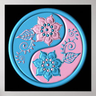 Poster Yin Yang Rosa e Azul
