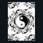 Poster Yin & Yang Symbol Black and White Tattoo Style<br><div class="desc">Decorative Ying Yang Symbol Psychedelic Black and White Tattoo Style Art Design. Originally created with Hi Quality Vector Graphic Art Copyright BluedakArt TheChameleonArt.</div>