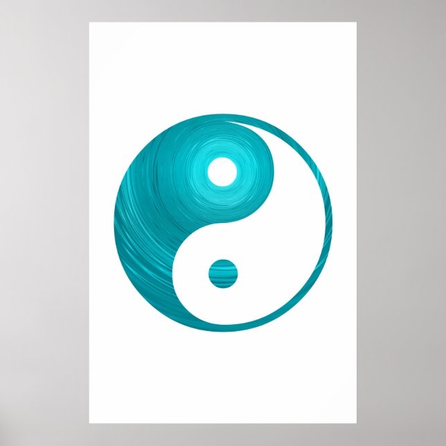 Póster Yin Yang Teal Blue Aqua Modelo Yin-Yang (Frente)