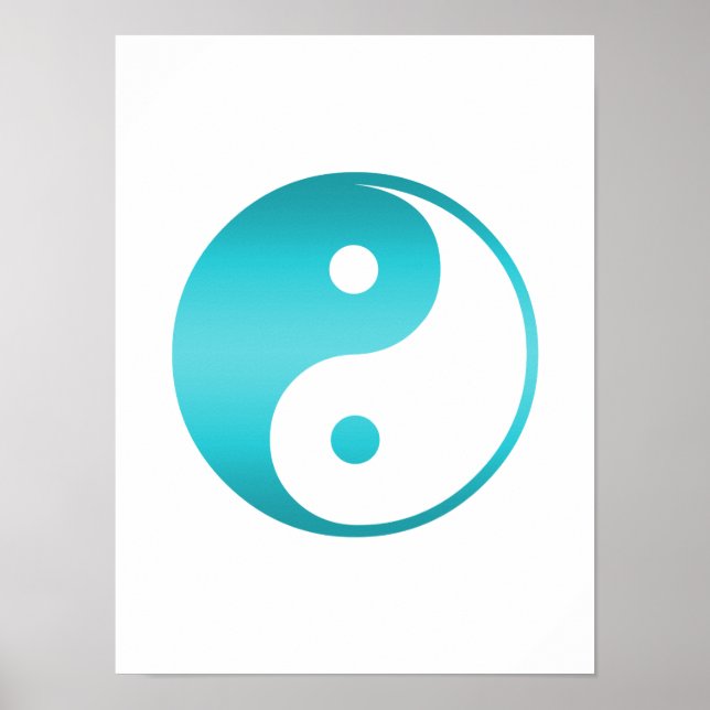 Póster Yin Yang Teal Blue Illustration Modelo (Frente)