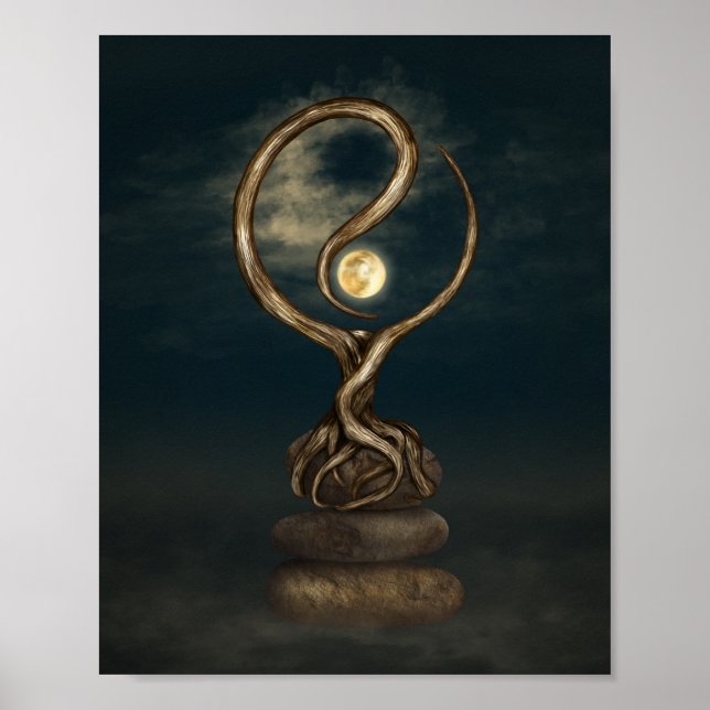 Poster Yin Yang Tree Moonlight Zen (Frente)