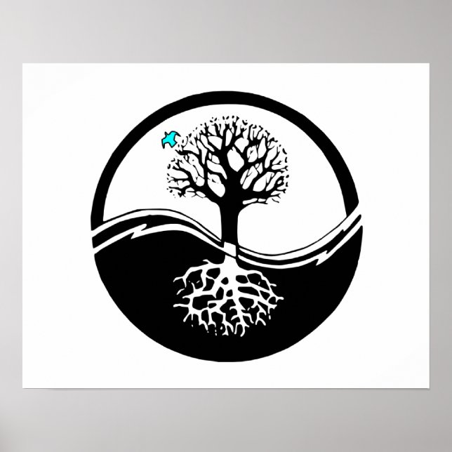 Póster Yin Yang Tree Of Life Black & White (Frente)