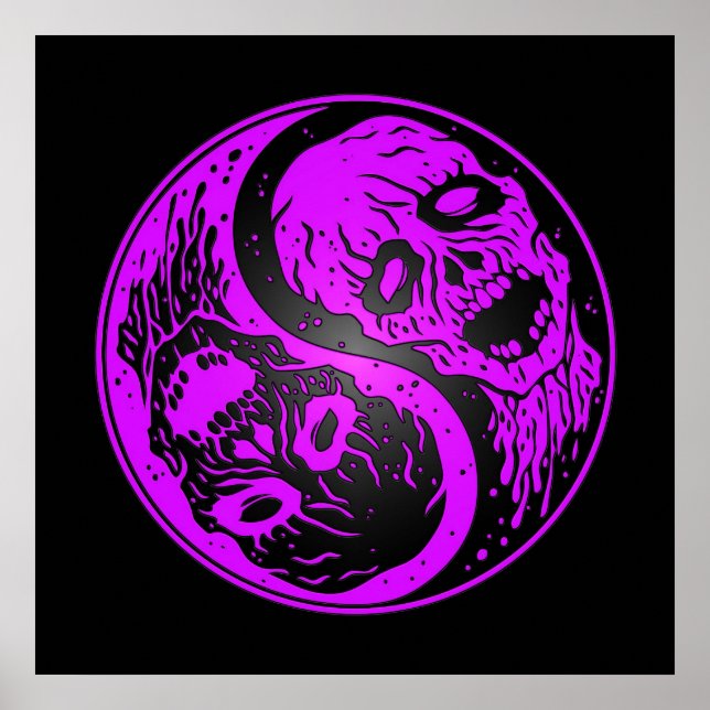 Poster Yin Yang Zombies Purple e Black (Frente)