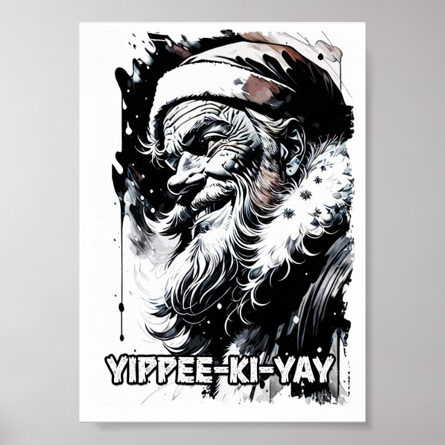 Poster Yippee Ki Yay Engraçado Cotação de Natal Pop (Frente)