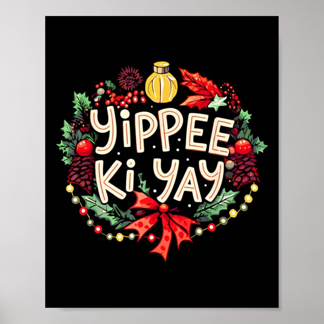 Poster Yippee-ki-yay Funny Christmas Party Long Sleeve  (Frente)