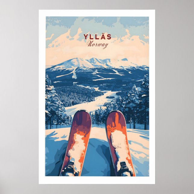 Poster Ylläs Noruega Arte de Esqui 1 (Frente)